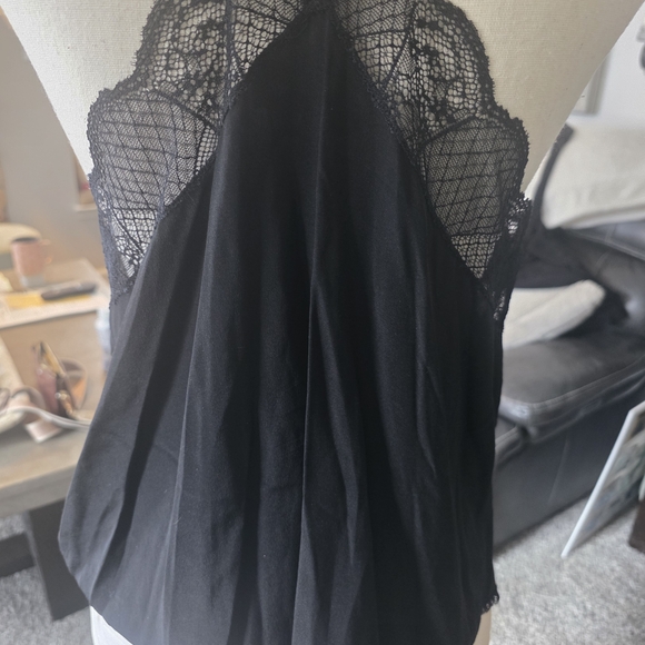 Zadig & Voltaire Black Lace-Trim Satin Cami - Picture 2 of 4